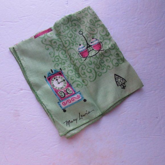 SALE Vintage Handkerchief Mid Century Design Mary Lewis - Picture 2 of 8